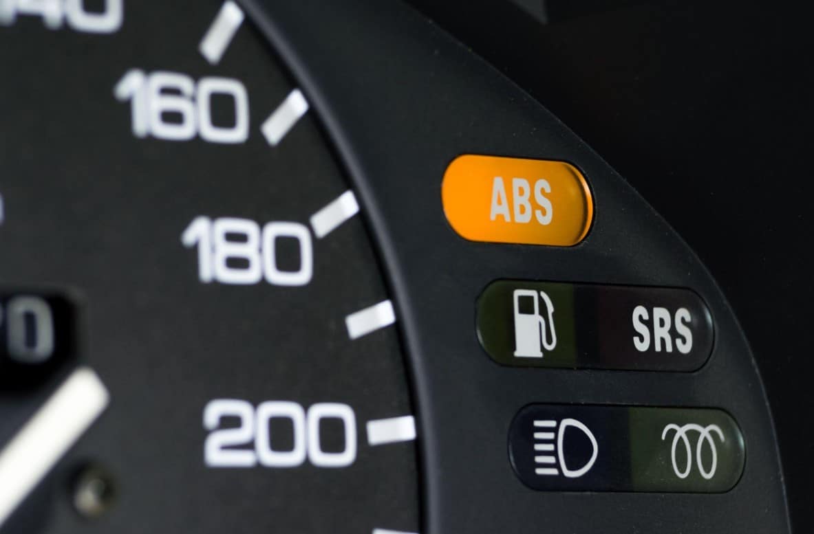 car speedometer with abs srs and other symbols
